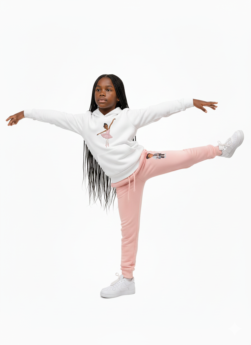 Ballerina - Kids Imagination Inspired Sweatsuit Set - Hoodie & Pants, Comfortable, Durable, Fun