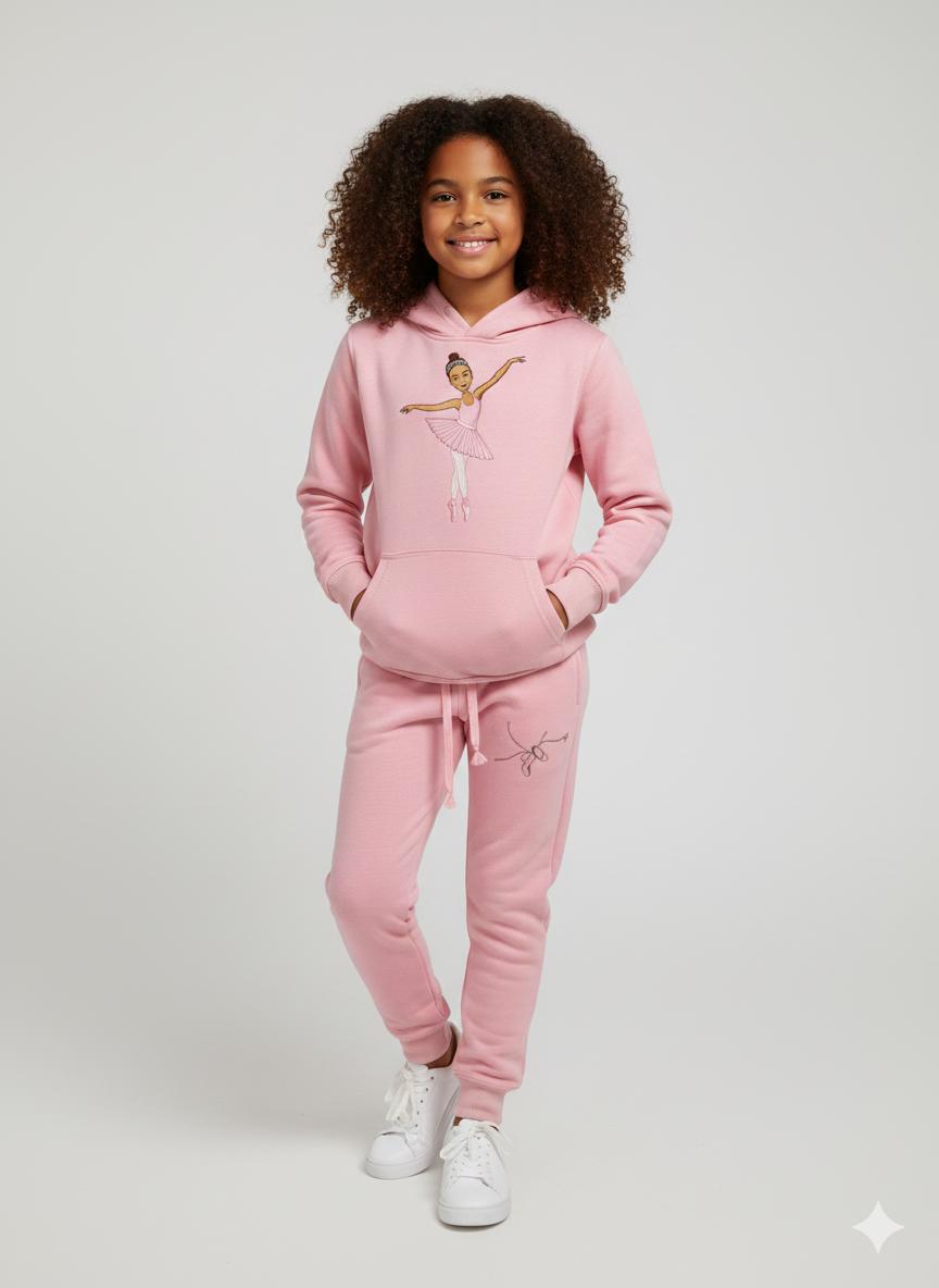 Ballerina Pink - Kids Imagination Inspired Sweatsuit Set - Hoodie & Pants, Comfortable, Durable, Fun